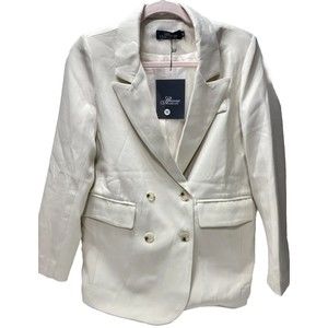 BRAND NEW Women’s White Blazer Button Up Long Sleeve Work Cardigan Suit Jacket M